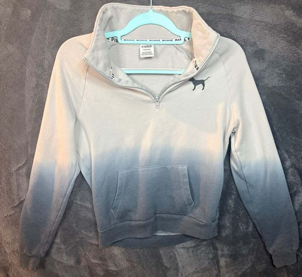 Victoria's Secret PINK Half-Zip Pullover Size S Ombre Gray